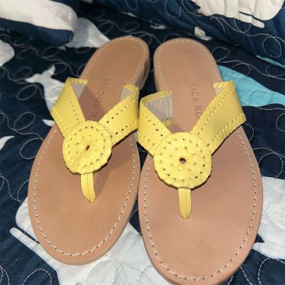 Jack Rogers Women's Icon Thong Sandals Yellow Size 8.5 Casual - Picture 1 of 6